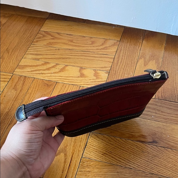 Dooney & Bourke Red and Brown Croc-Embossed Clutch - Picture 6 of 10